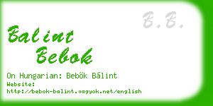 balint bebok business card