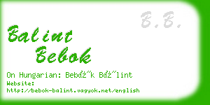 balint bebok business card